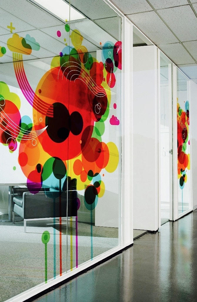 Print on office glass partition