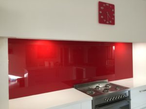 Red Glass Kitchen Backsplash