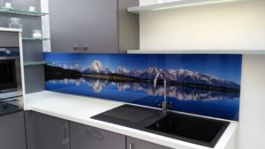 custom glass design printed backsplash for kitchen