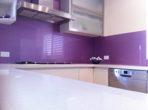 Purple Glass Kitchen Backsplash